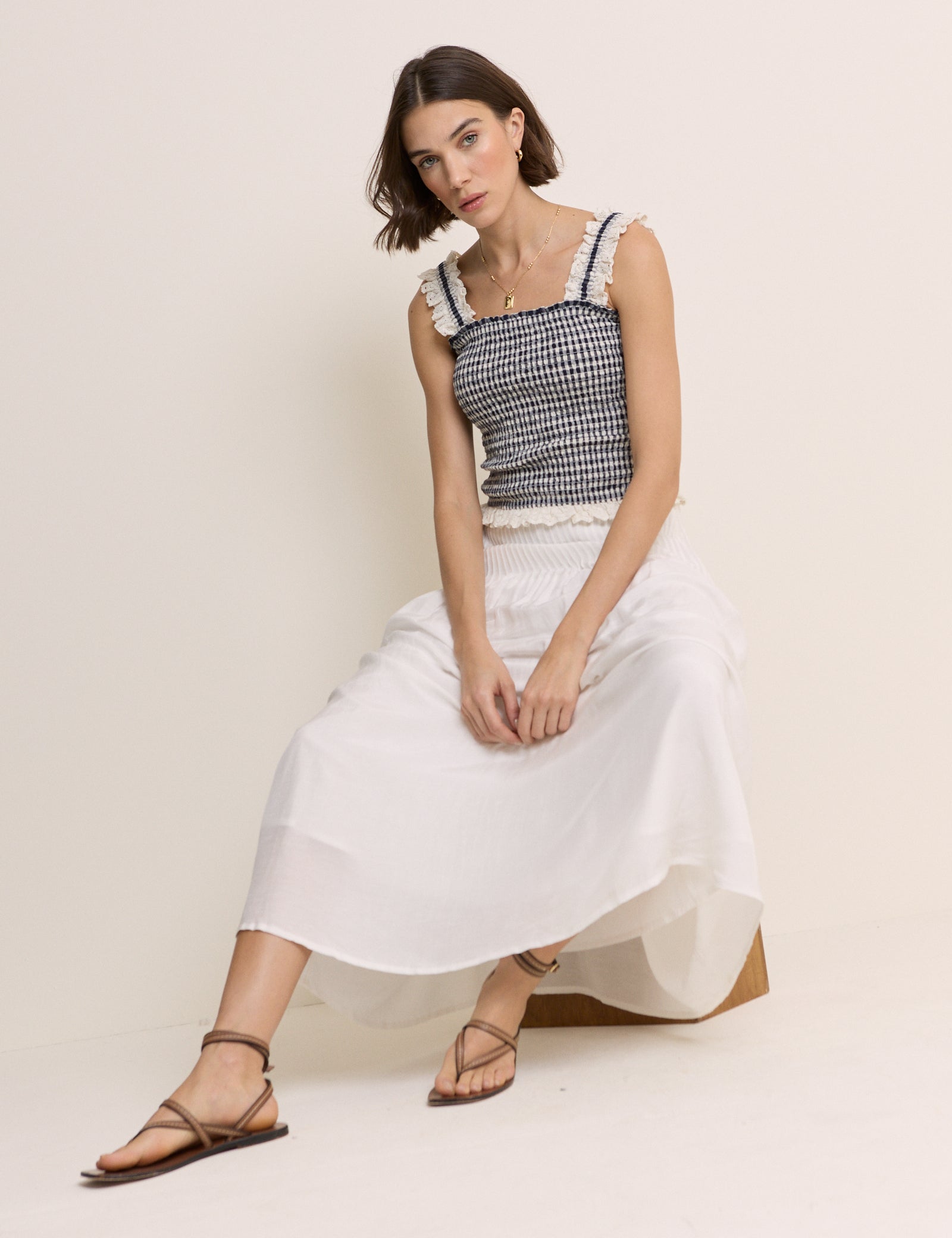 White Pintuck Maxi Skirt