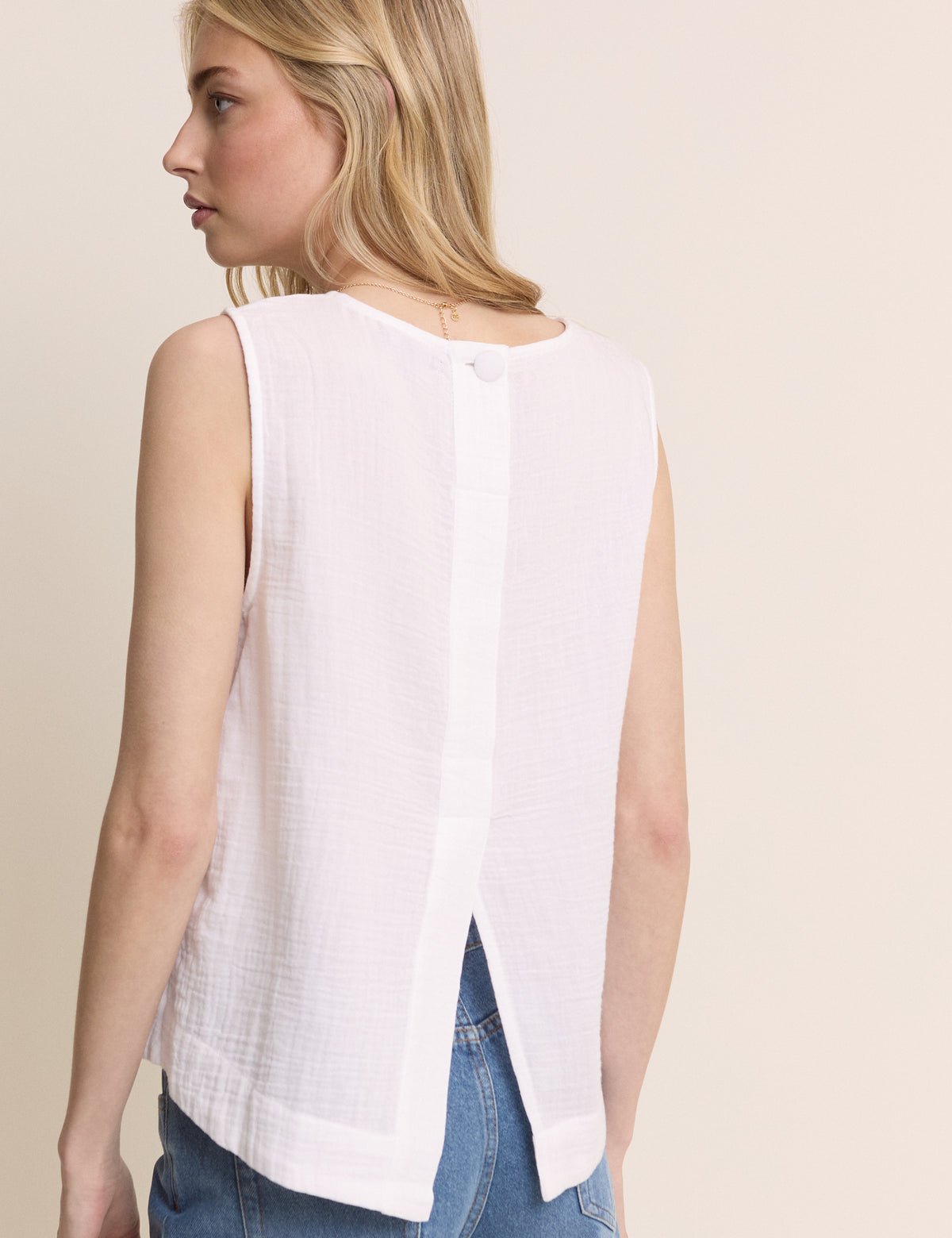 White Sleeveless Swing Top