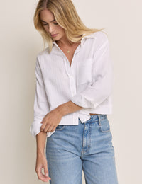 White Cropped Double Gauze Shirt