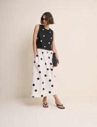 Black Polka Dot Button Front Top