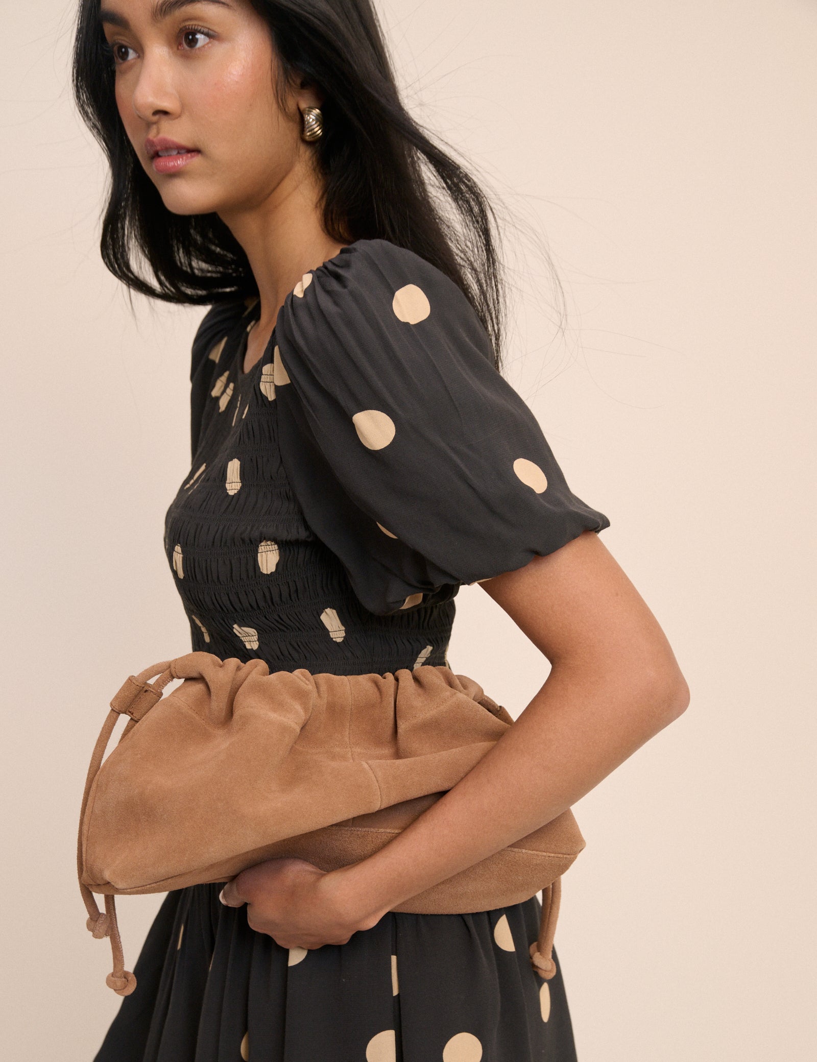Tan Slouch Clutch Bag