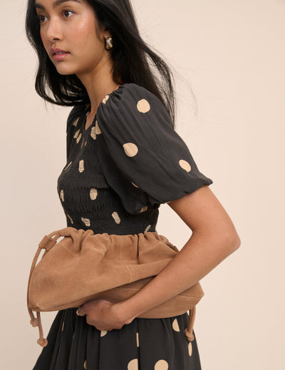Tan Slouch Clutch Bag