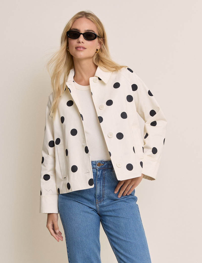 Cream Polka Dot  Oyanti Swing Jacket