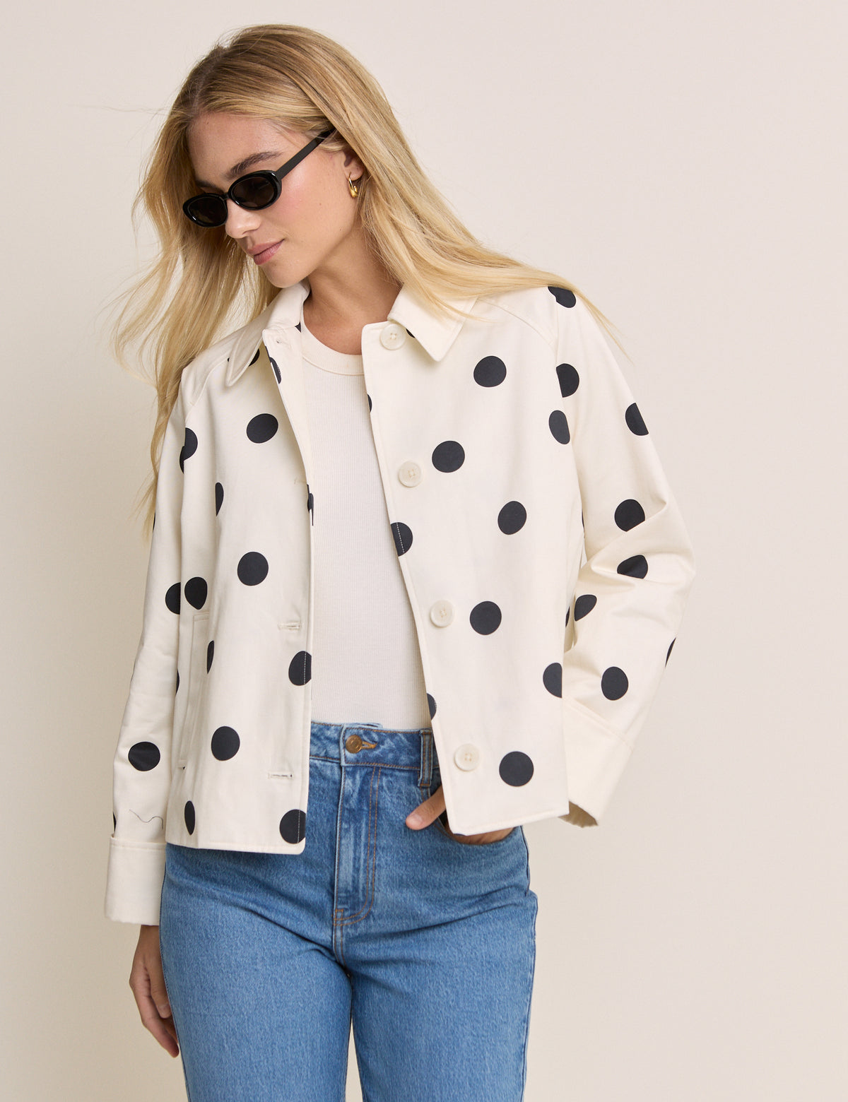 Cream Polka Dot  Oyanti Swing Jacket