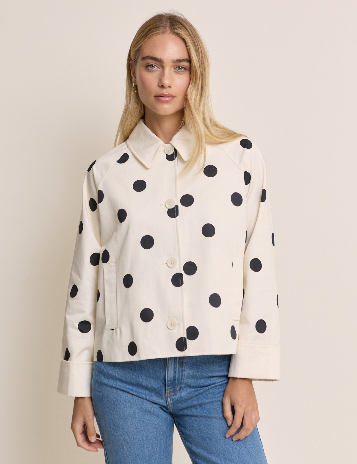 Cream Polka Dot  Oyanti Swing Jacket