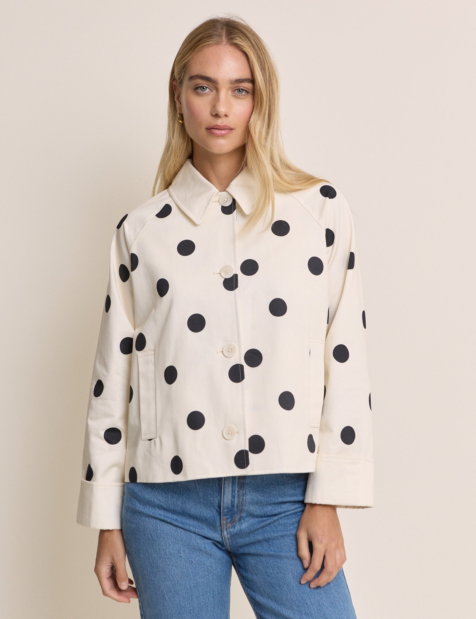 Cream Polka Dot  Oyanti Swing Jacket