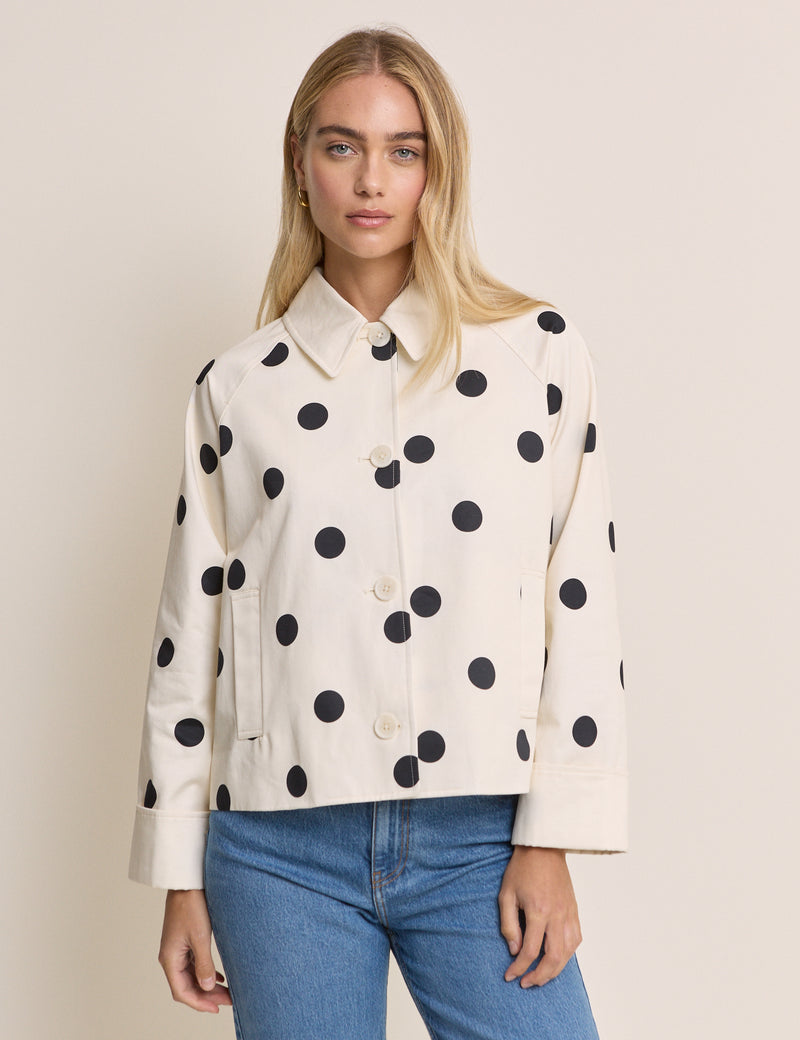 Cream Polka Dot  Oyanti Swing Jacket