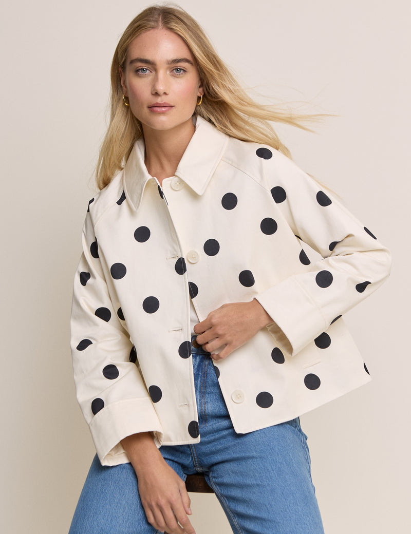 Cream Polka Dot  Oyanti Swing Jacket