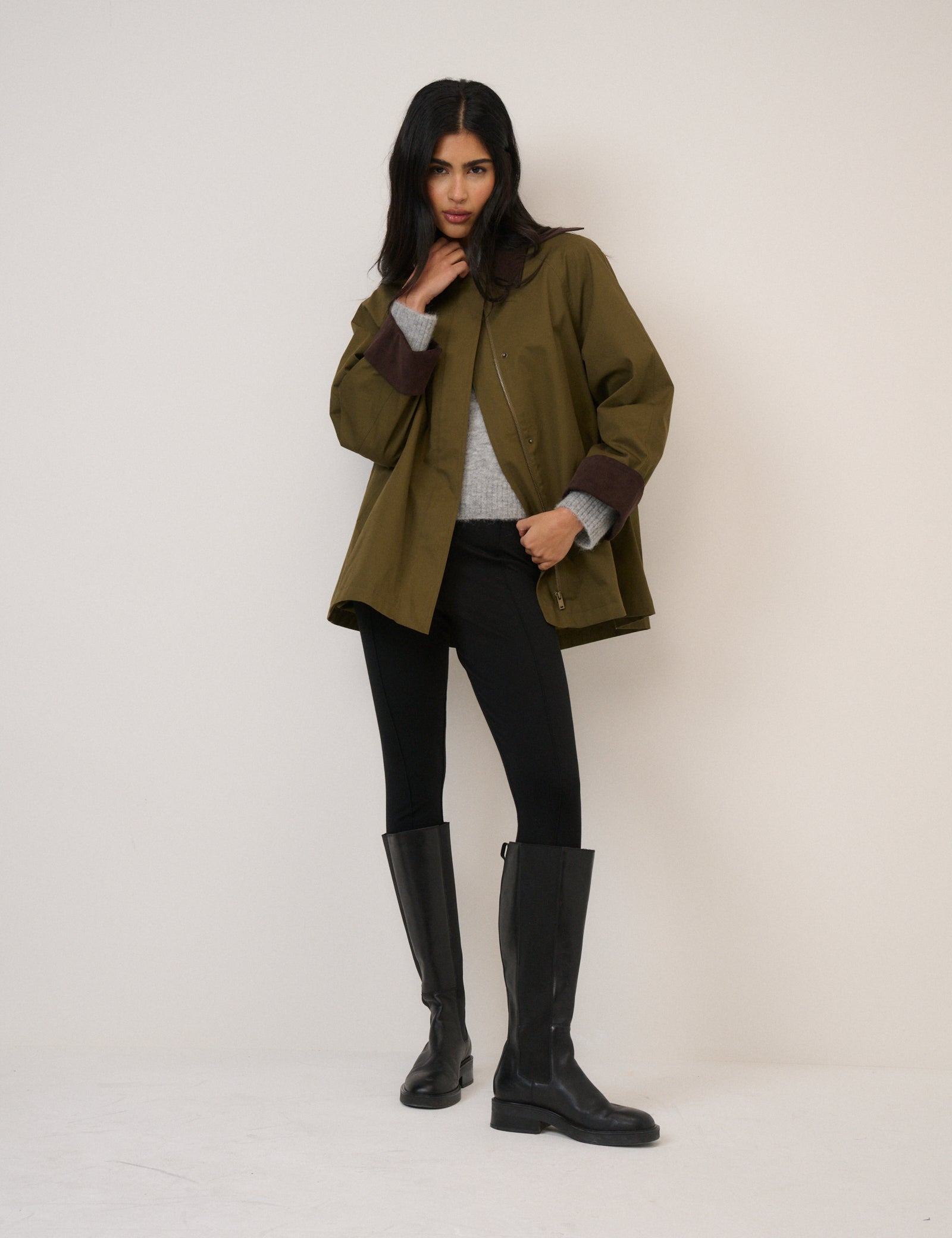 Khaki Cord Detail Barn Jacket