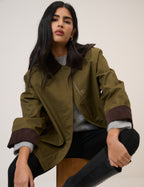 Khaki Cord Detail Barn Jacket