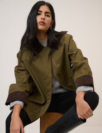 Khaki Cord Detail Barn Jacket