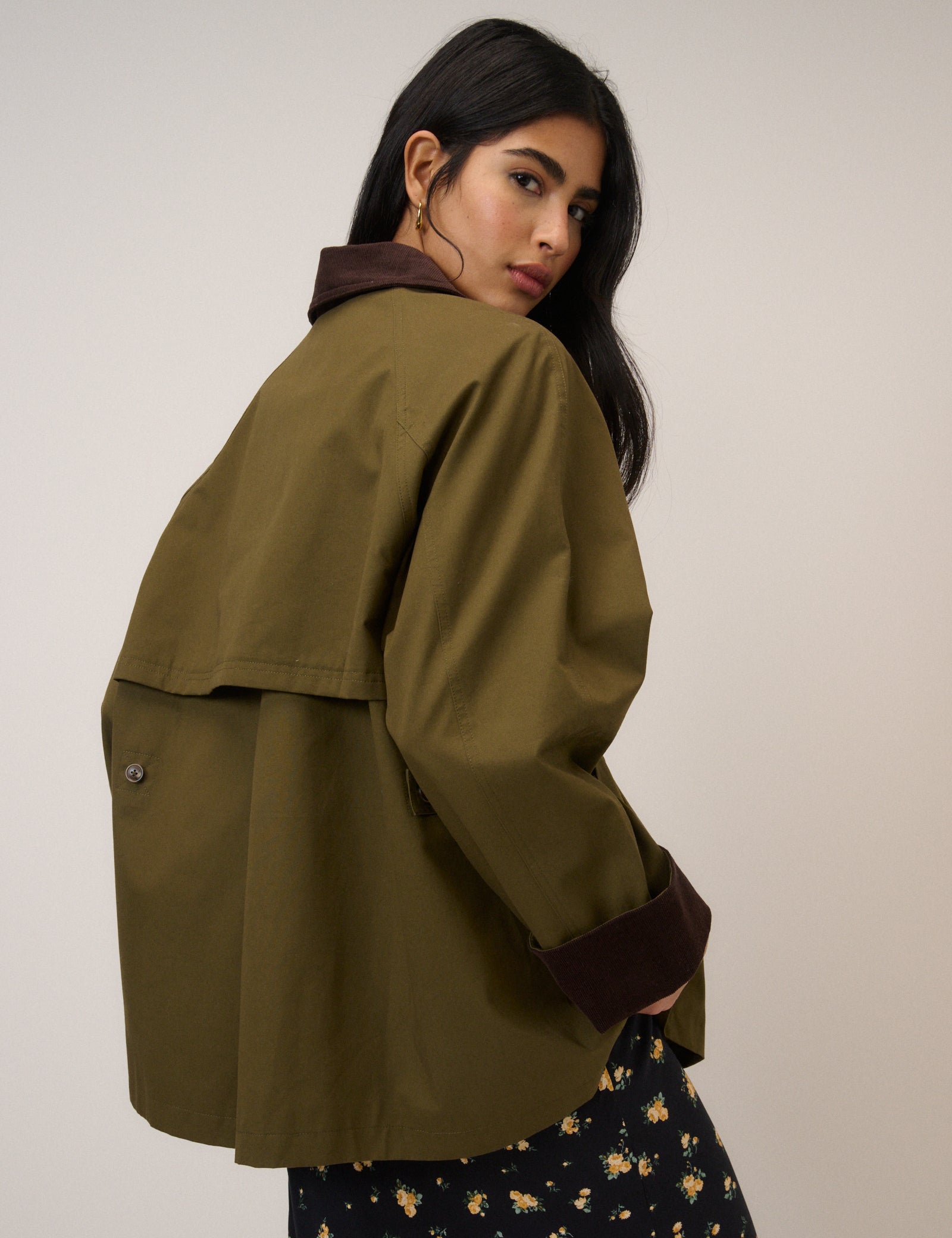 Khaki Cord Detail Barn Jacket