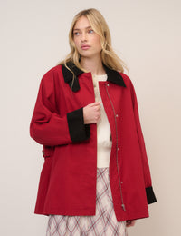 Red Cord Detail Barn Jacket
