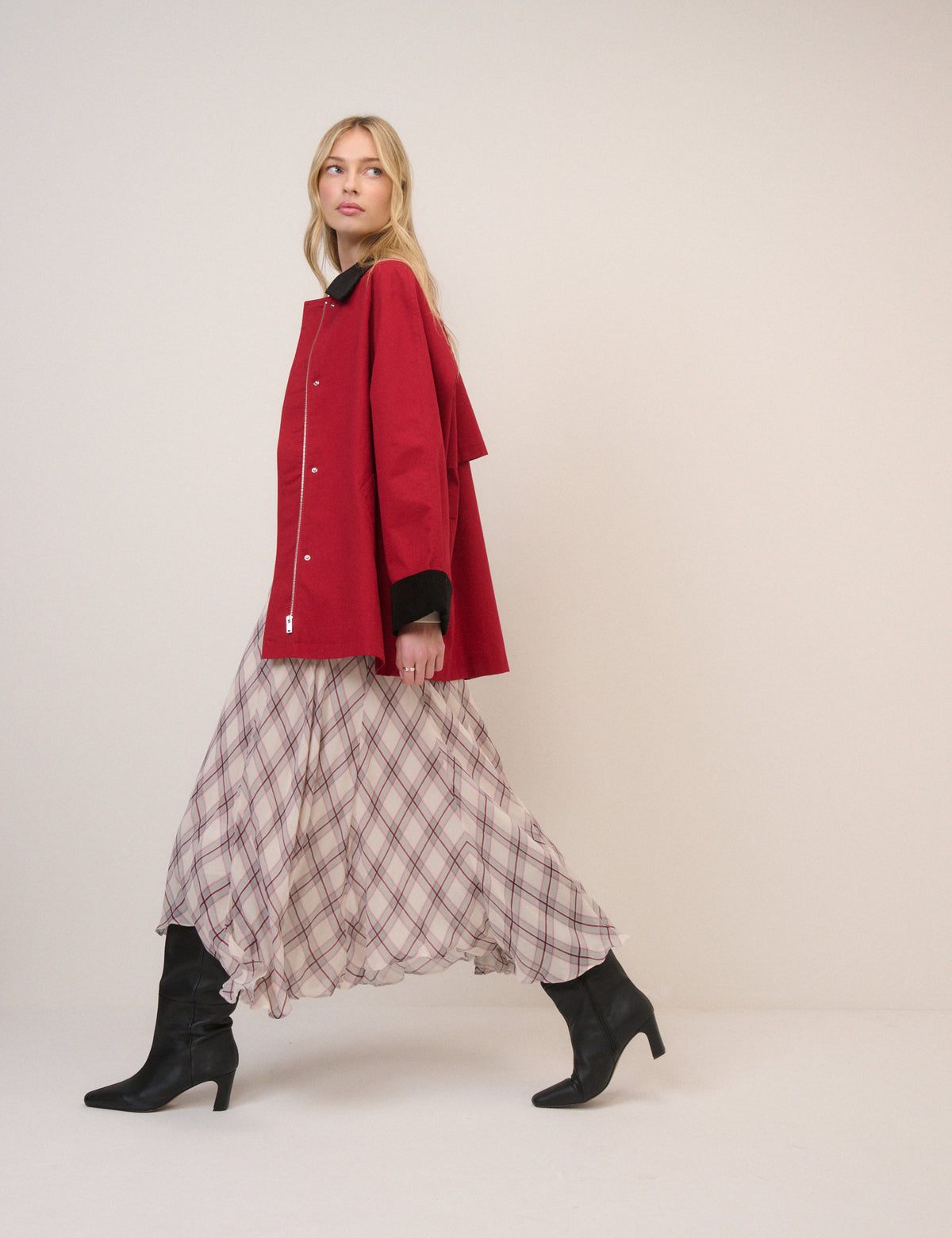 Red Cord Detail Barn Jacket
