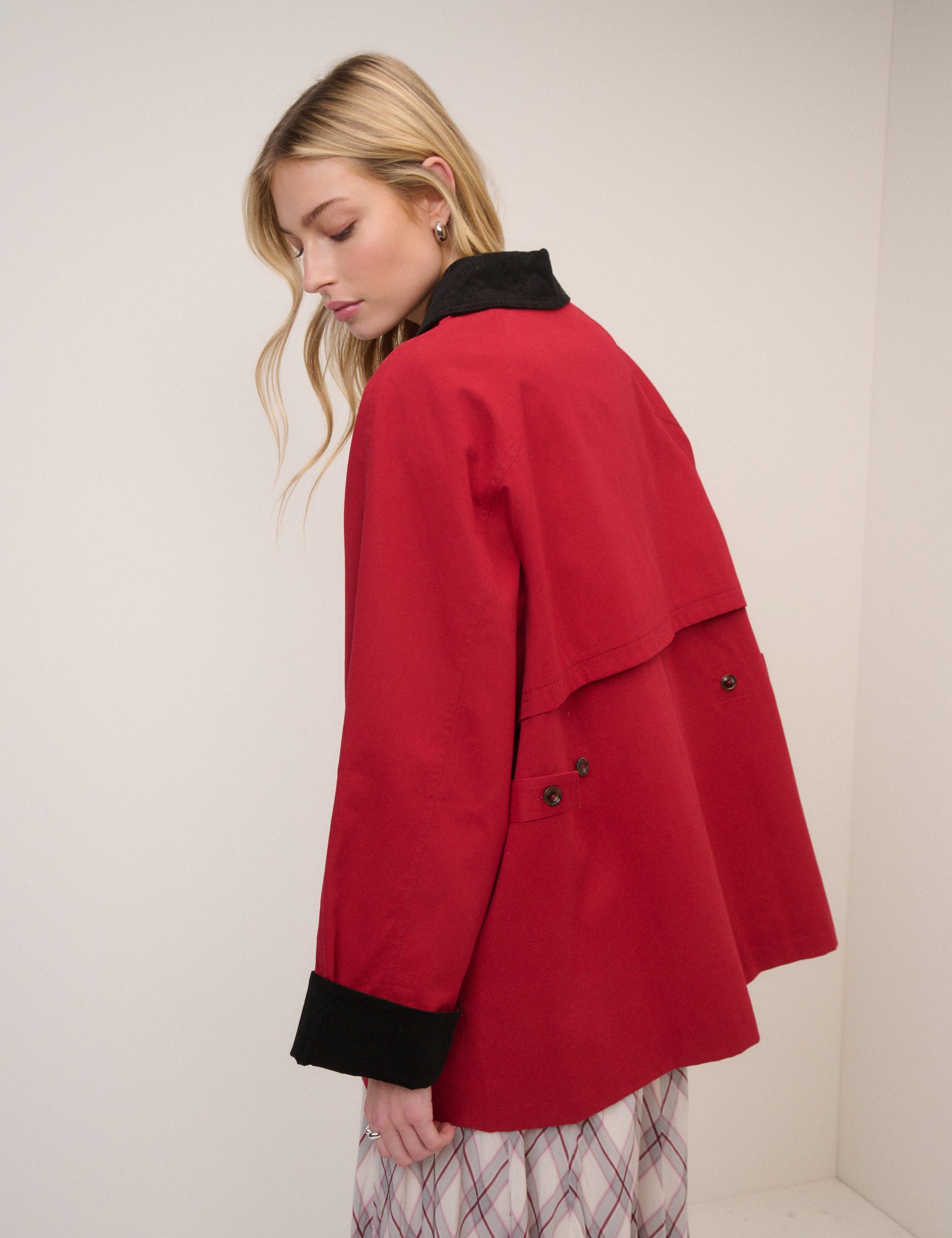 Red Cord Detail Barn Jacket