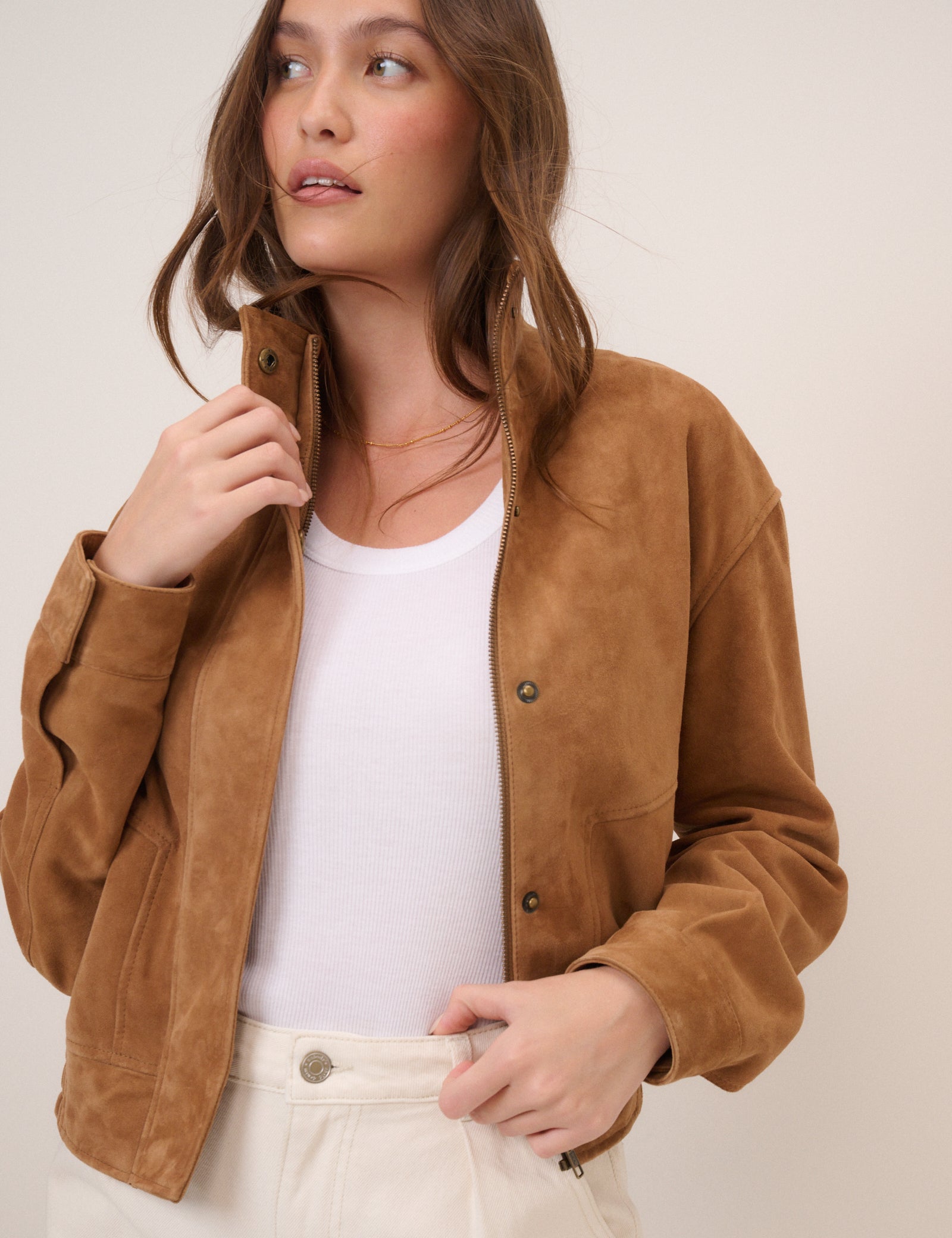 high street camel suede jacket for women