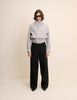 Grey Funnel Neck Suede Bomber