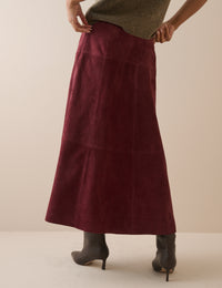 Burgundy Suede Midi Skirt
