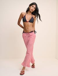 Black Polka Dot Frill Edge Triangle Bikini Top