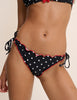 Black Polka Dot Frill Edge Tie Side Bikini Bottom