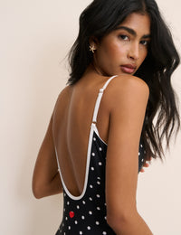 Black Polka Dot Tie Detail Swimsuit