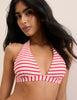 Red Striped Halterneck Bikini Top