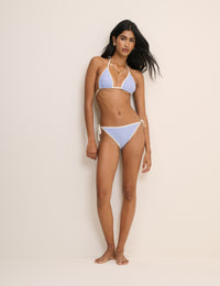 Blue Contrast Trim Tie Side Bikini Bottoms