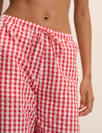 Red Gingham Frill Edge Beach Trousers