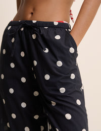 Black Polka Dot Cotton Beach Trousers