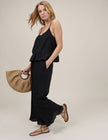 Black Linen-Blend Cropped Sia Trousers