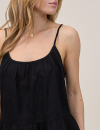 Black Linen-Blend Sia Top
