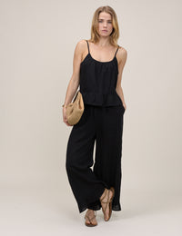 Black Linen-Blend Sia Top