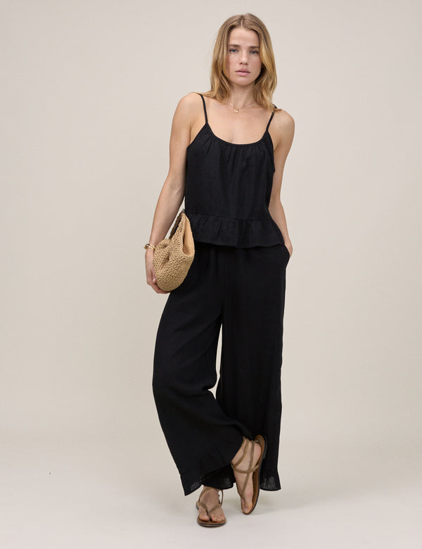 Black Linen-Blend Sia Top