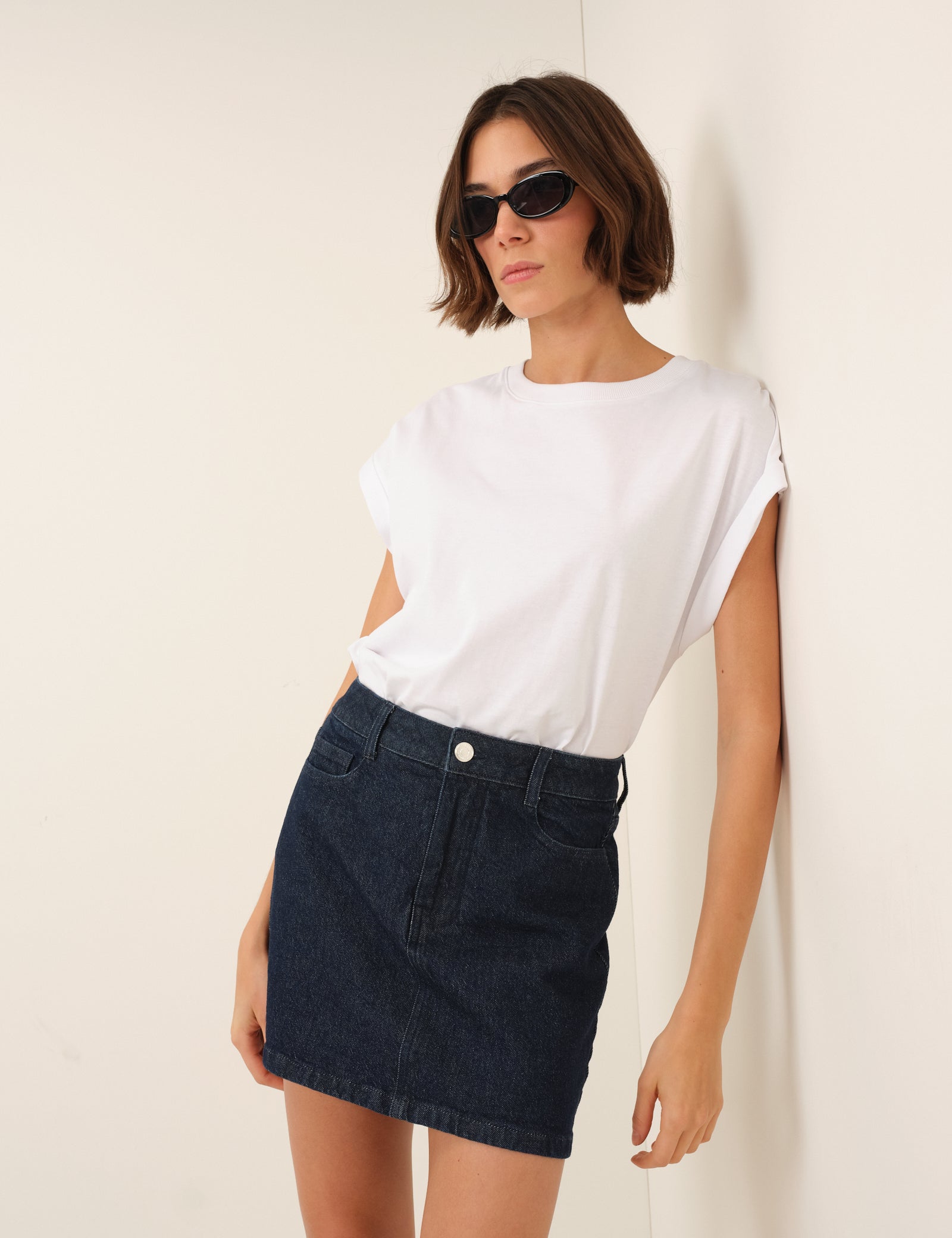 Dark Blue Denim Mini Skirt