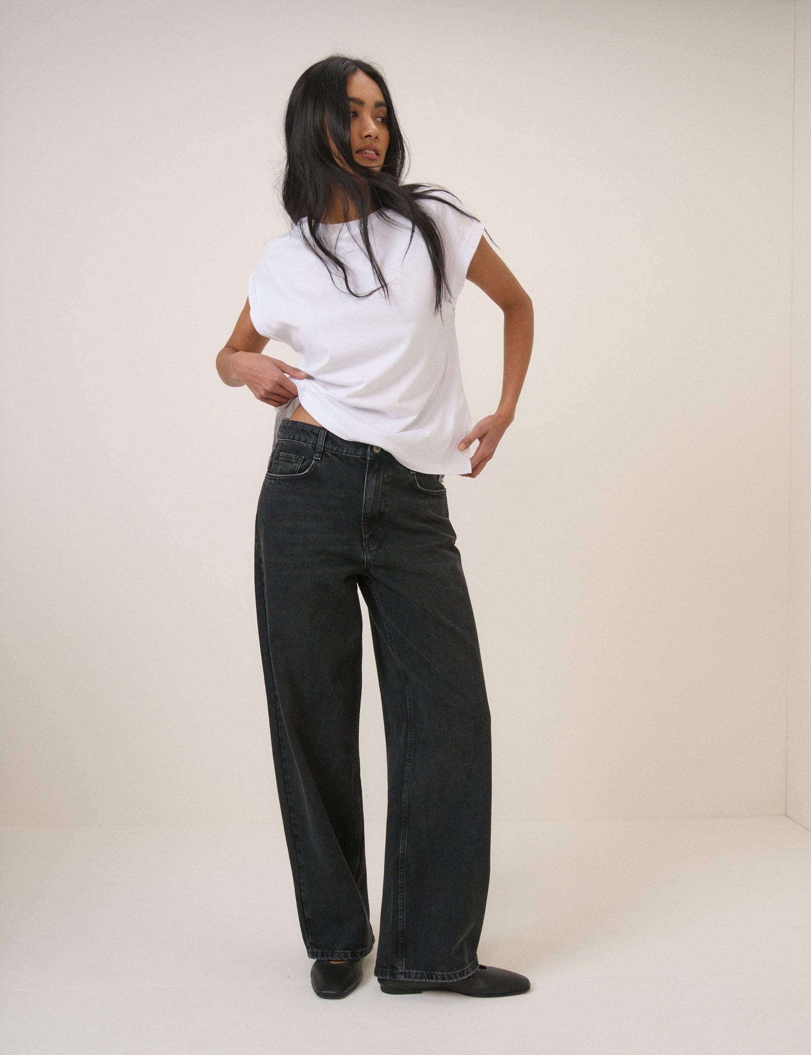 Black Wide Leg Stepney Loose Jeans