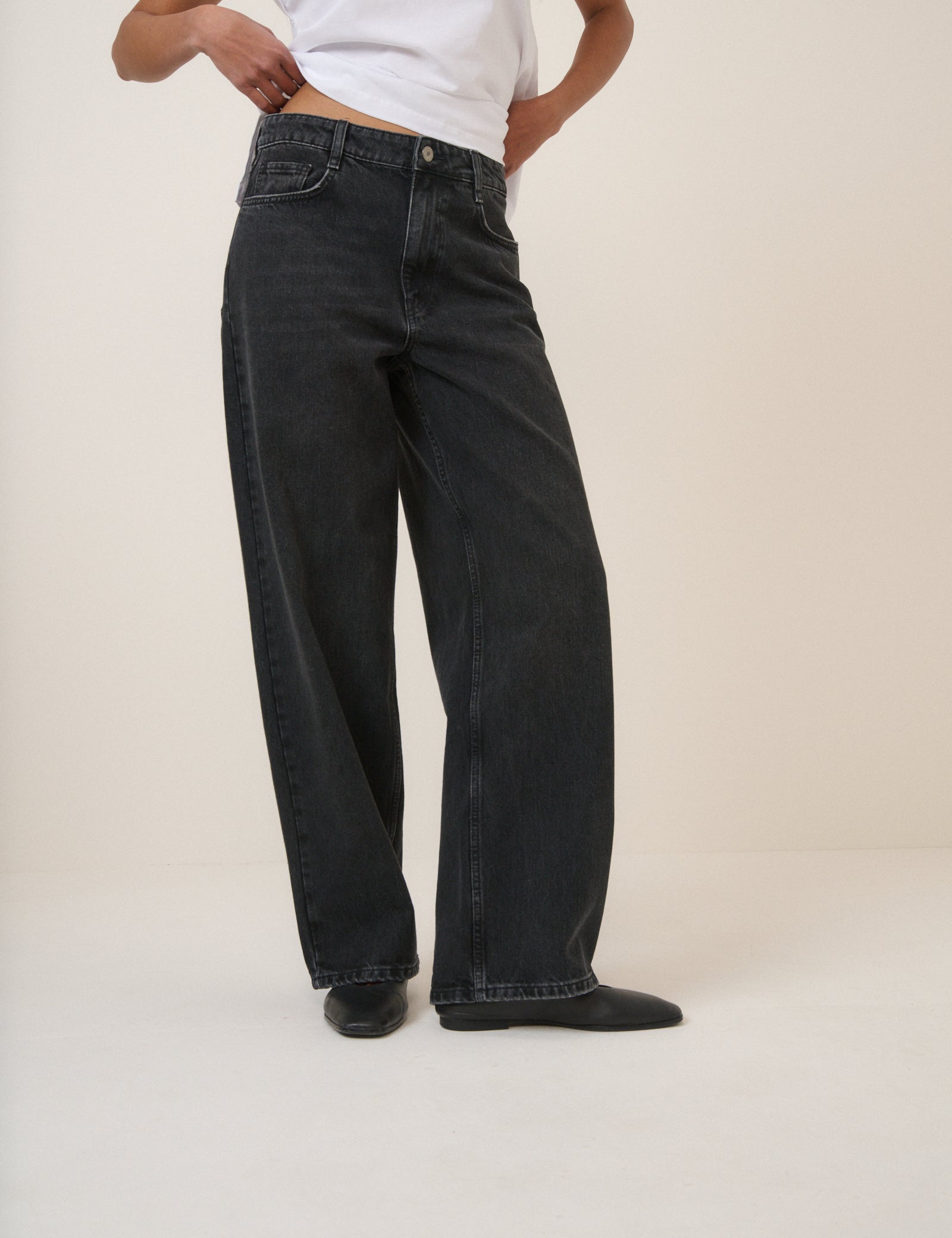 Black Wide Leg Stepney Loose Jeans