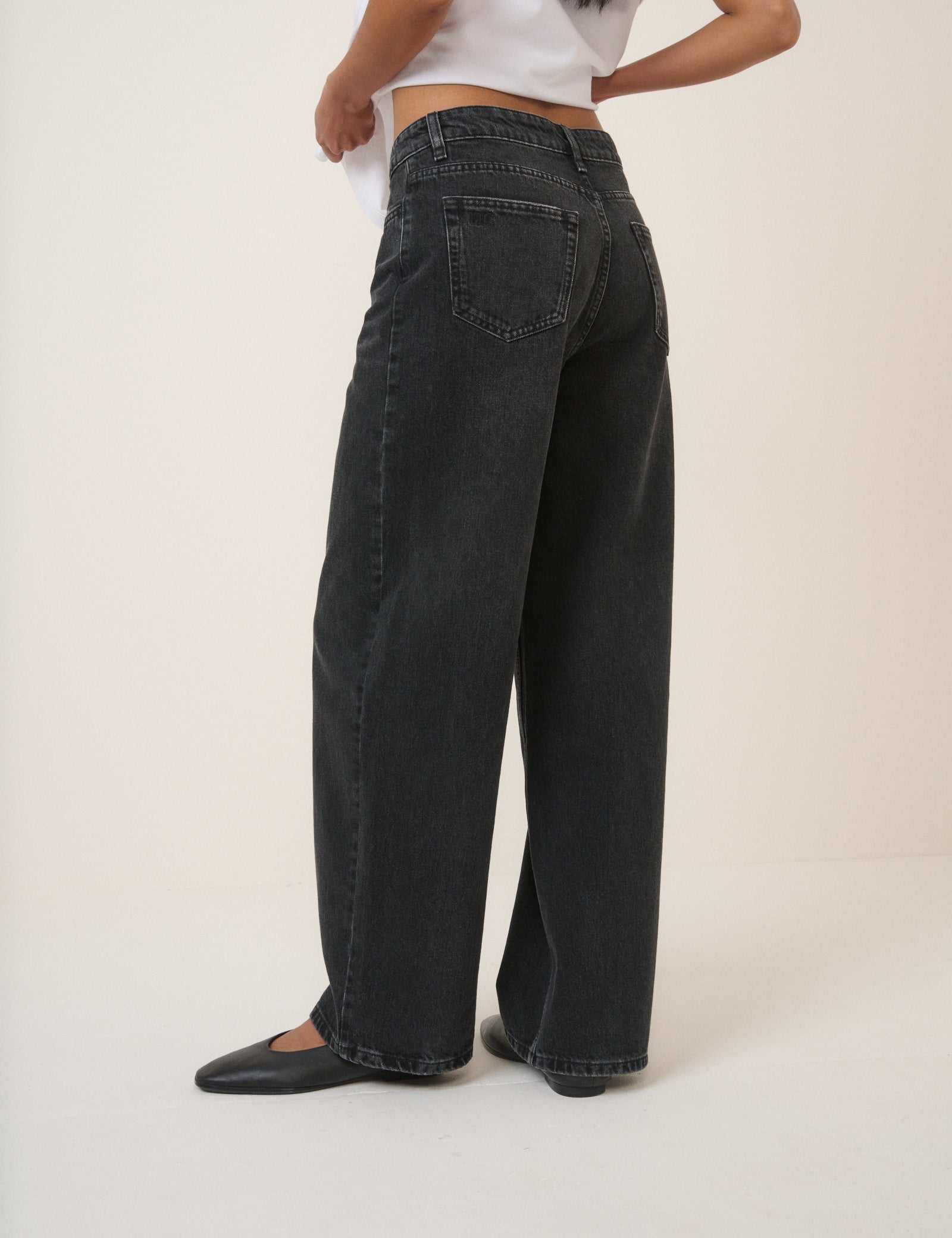 Black Wide Leg Stepney Loose Jeans
