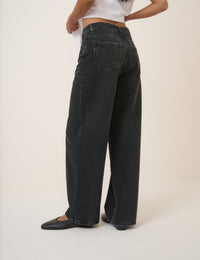 Black Wide Leg Stepney Loose Jeans
