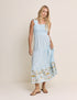 Blue Gingham Embroidered Stacey Midi Dress