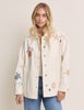 Cream Embroidered Denim Shacket