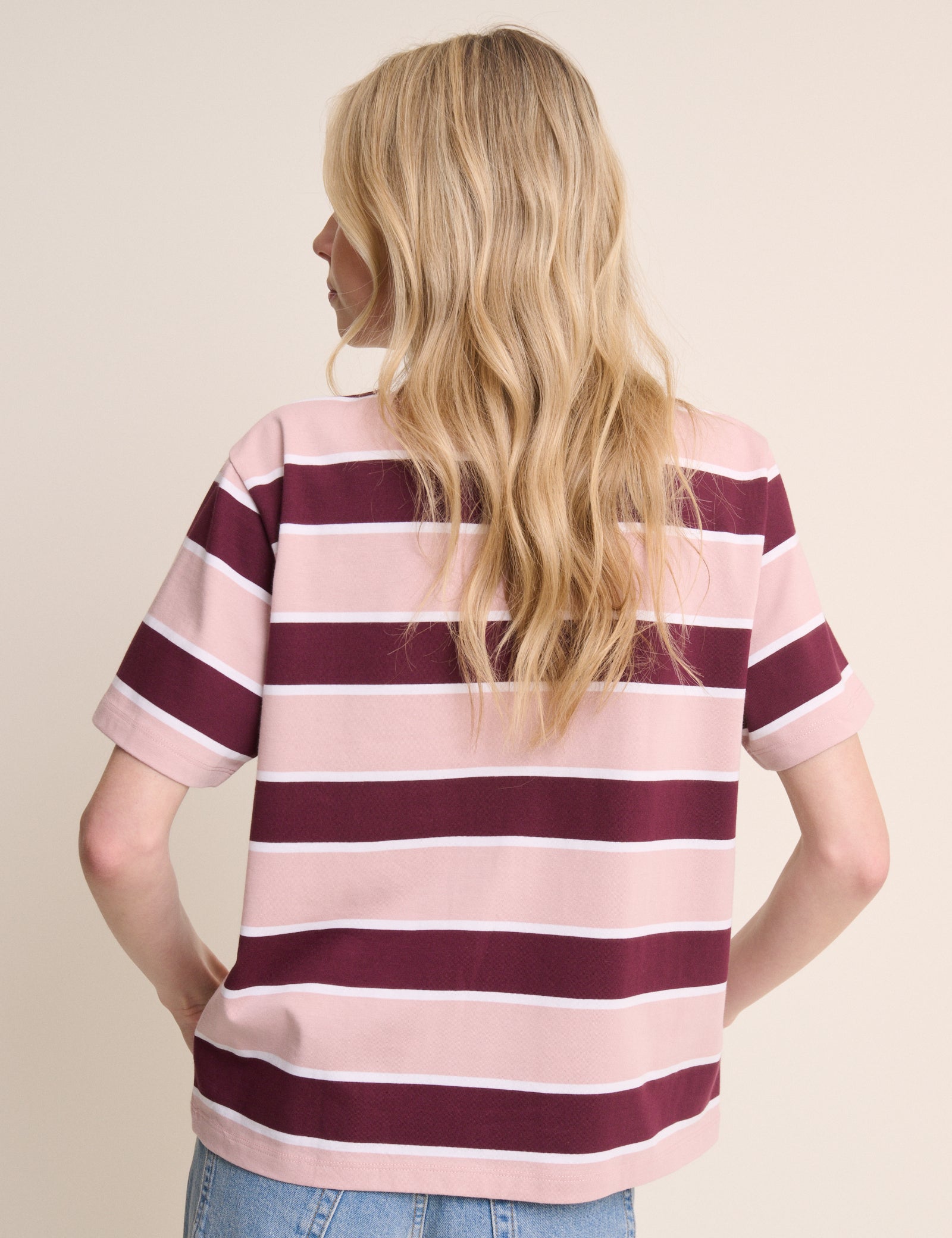 Pink Striped Boxy Fit T-Shirt