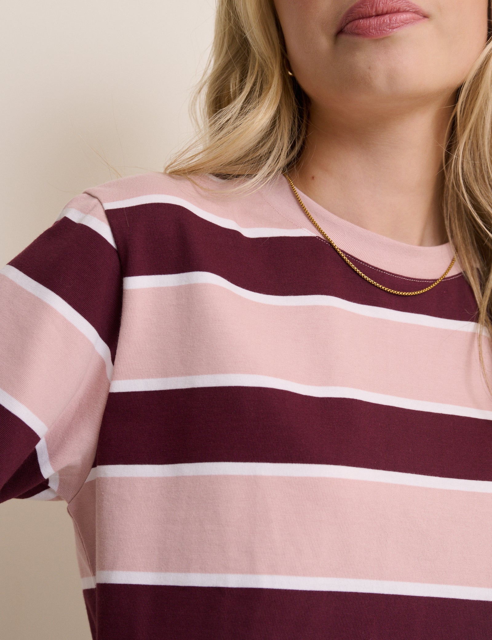 Pink Striped Boxy Fit T-Shirt
