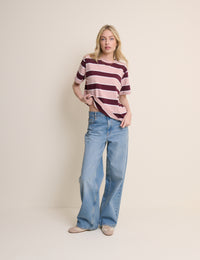 Pink Striped Boxy Fit T-Shirt