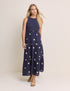 Navy Embroidered Tiered Calloway Midi Dress
