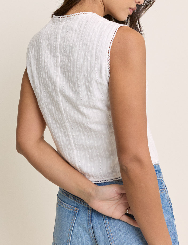 White Broderie Anglaise Sleeveless Eliza Top