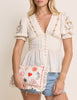White Embroidered Frill Pouch