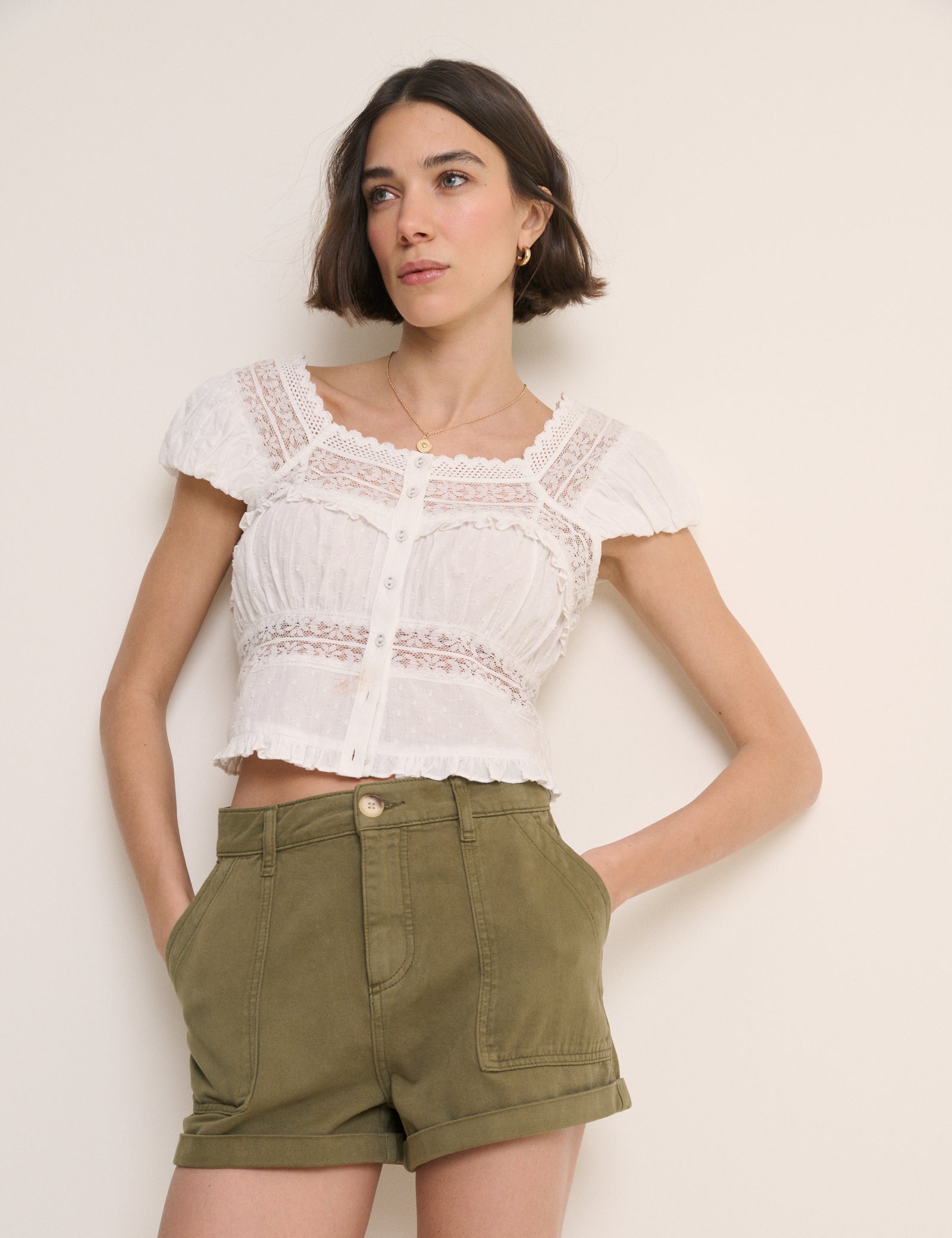 Khaki Utility Pocket Etta Shorts