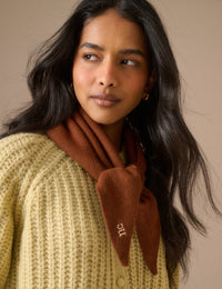 Brown Embroidered Small Triangle Scarf