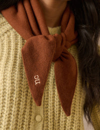 Brown Embroidered Small Triangle Scarf