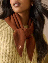 Brown Embroidered Small Triangle Scarf
